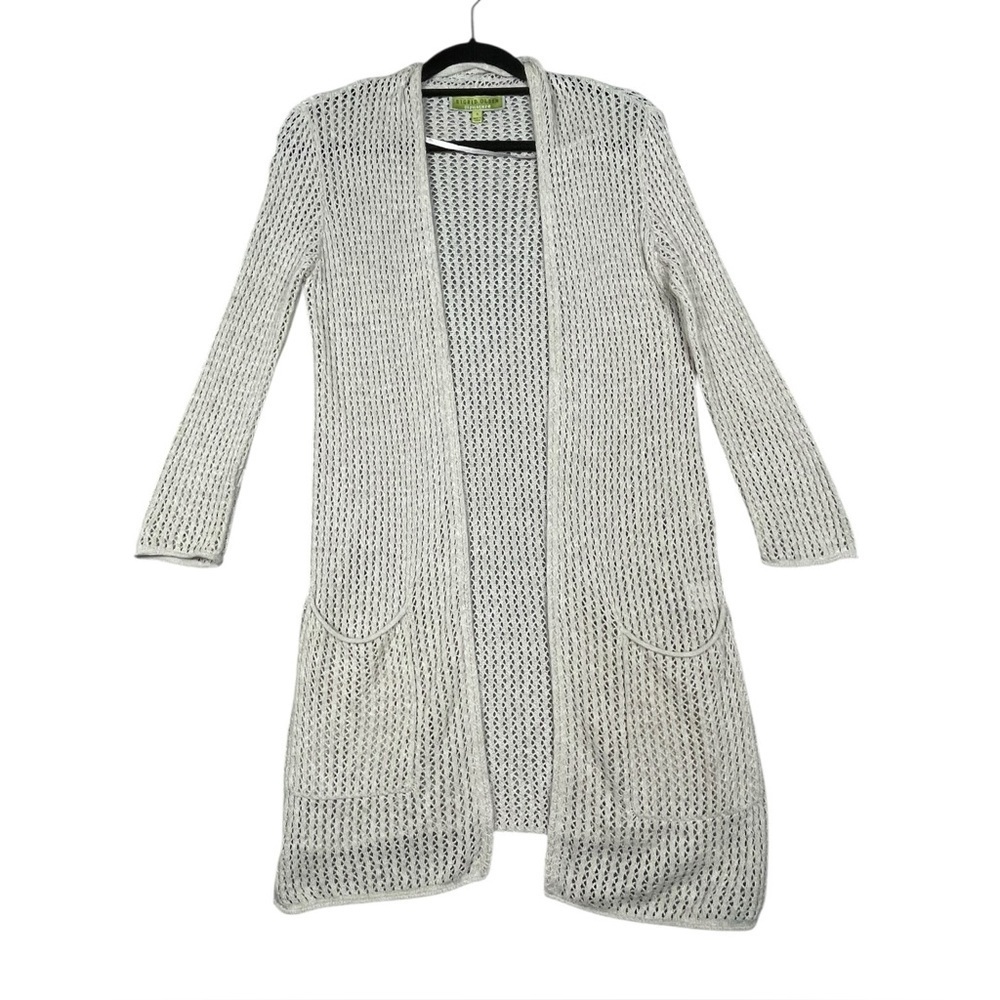 Vintage Sigrid Olsen Signature Knit Crochet Open Casual Closet Staple Cardigan S